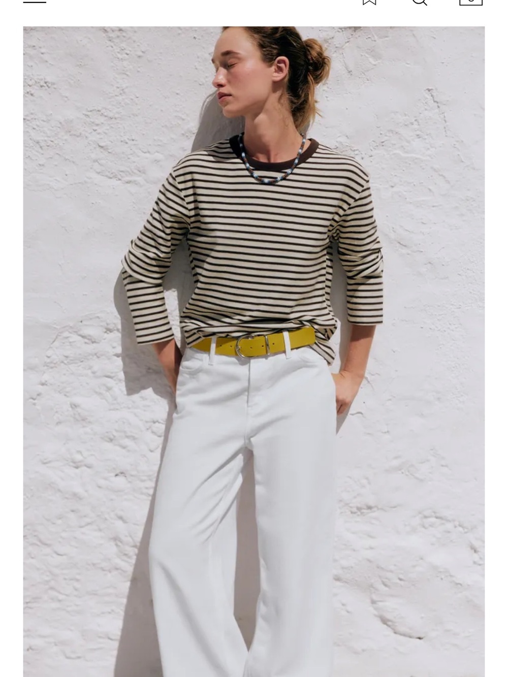 Zara Striped Long-Sleeve Crewneck Top